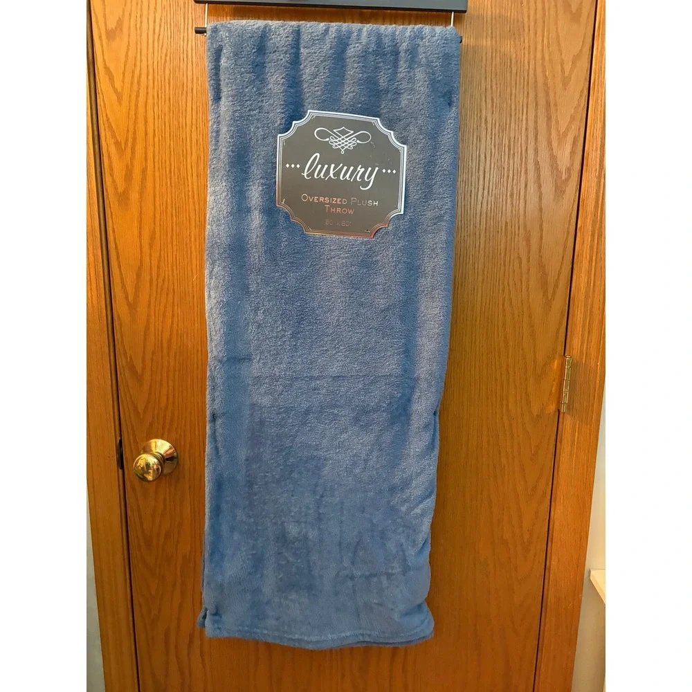 Luxury Oversized Plush Throw Blanket 60x80 Dusty Blue Soft Fleece 100% Polyester